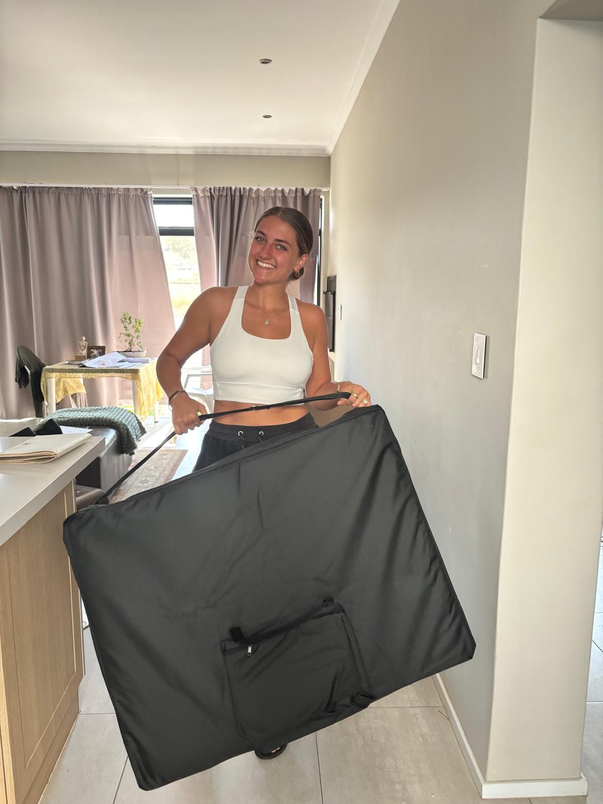 Skyla arriving ready for a session